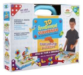 Stavebnice 3D šroubovací s vrtačkou, na baterie + šablony, 227 dílků