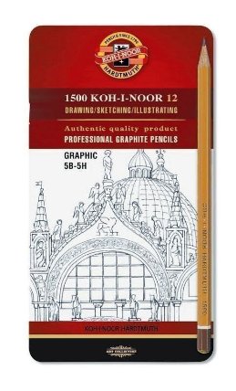 Koh-i-noor tužka grafitová grafická 5B–5H souprava 12 ks v plechové krabičce