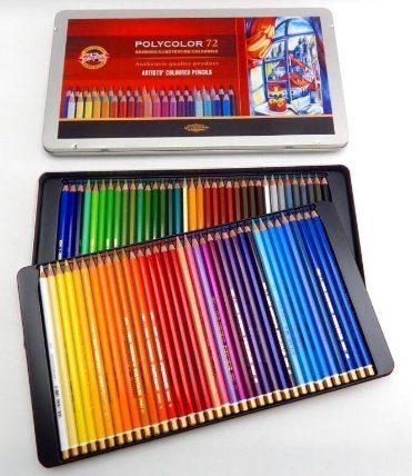 Koh-i-noor pastelky umělecké POLYCOLOR kreslířská sada 72 ks v plechové krabičce