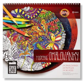 Hudební omalovánky s pastelkami 290 x 290 mm, 24 listů