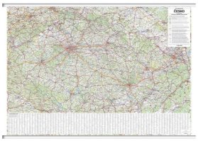 Česko - nástěnná automapa 1:360 000 s plastovými lištami (1360x970mm)