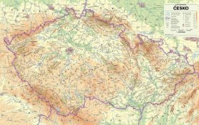 Česko - nástěnná fyzická mapa 1 : 500 000