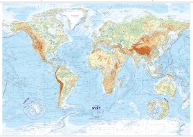 Svět - reliéf a povrch 1:21 000 000 nástěnná mapa