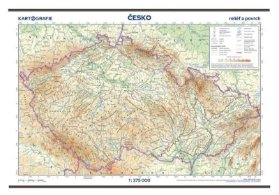 Česko - reliéf a povrch 1:375 000 nástěnná mapa