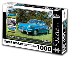 Retro auta Puzzle č. 7 - ŠKODA 1000 MB pravostr. řízení (1966) - 1000 dílků