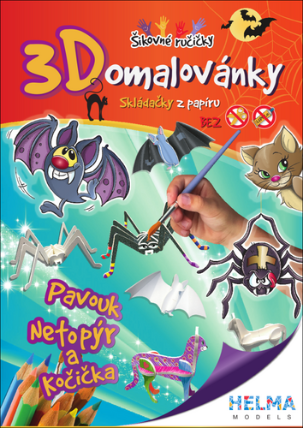 3D omalovánka A4 - SET Pavouk, kočka, netopýr