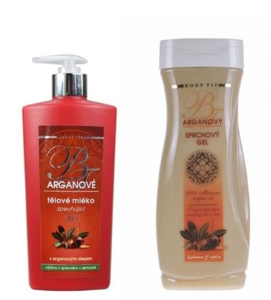 Tělové mléko a sprch. gel argan. olej
