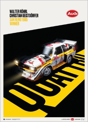 Plakát Audi Quattro S1 - Shadow - Walter Rohrl & Christian Geistdorfer - Limited Edition