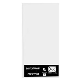 Barevná obálka 110x220 BÍLÁ, 5 kusů, 130gm2, olizová HBLR 025