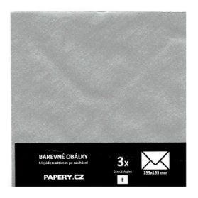 Barevná obálka 155X155 STŘIBRNÁ METALICKÁ, 3 kusy, 100 gm2, olizová HBLR 053