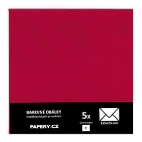 Barevná obálka 155X155 ČERVENÁ TMAVÁ, 5 kusů, 100 gm2, olizová HBLR 062