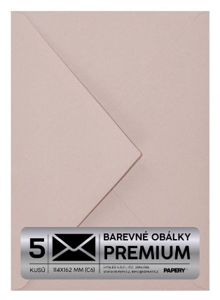 Obálka PREMIUM 5 KS (C6) 114x162 mm Starorůžová Vintage