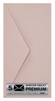 Obálka PREMIUM 5 KS (DL) 110x220 mm Starorůžová Vintage