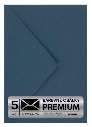 Obálka PREMIUM 5 KS (C6) 114x162 mm Modrá Vintage