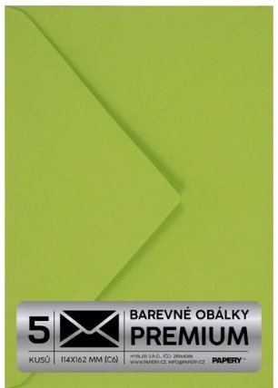 Obálka PREMIUM 5 KS (C6) 114x162 mm Limetková