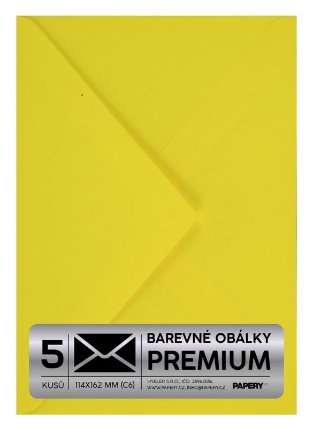 Obálka PREMIUM 5 KS (C6) 114x162 mm Citronová