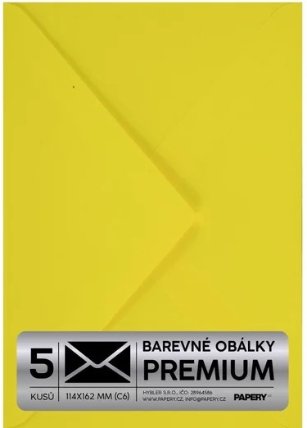 Obálka PREMIUM 5 KS (C6) 114x162 mm Citronová