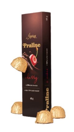 ISPIRITI PRALINE s višní v 70% hořké čokoládě 48 g