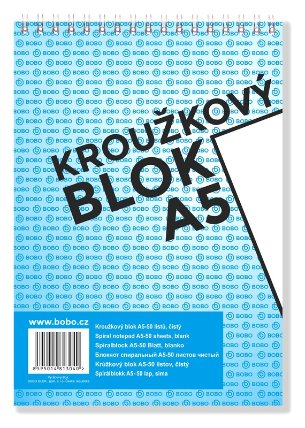 Blok s horní vazbou A5, čistý, 50 listů