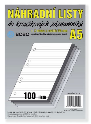 Náhradní listy A5, linka, 100 listů