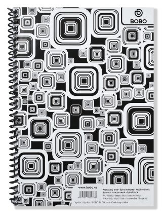 Blok BLACK & WHITE s boční plastovou spirálou A4, linka, 50 listů