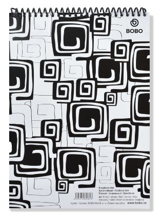 Blok BLACK & WHITE s horní plastovou spirálou A4, linka, 50 listů