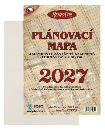 Plánovací roční mapa 2027 Retro