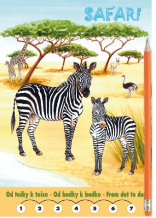 Safari Omalovánky - Od tečky k tečce + grafitová tužka s gumou