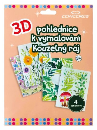 3D pohlednice k vymalování Kouzelný ráj