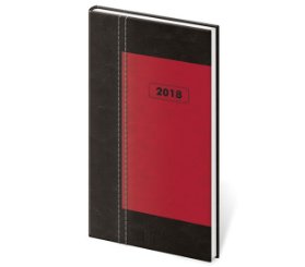Diář 2018 - Duel/kapesní/týdenní/ černý s červeným středem