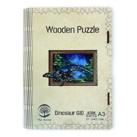 Dřěvěné puzzle - Dinosaurus A3 svítící ve tmě
