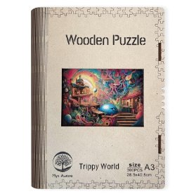 Dřěvěné puzzle - Trippy world A3