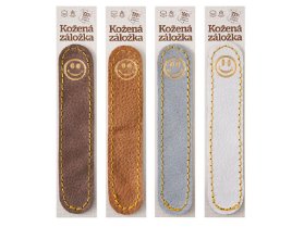 Smajlík - kožená záložka do knihy Barva kůže: Hnědá semiš (D32),