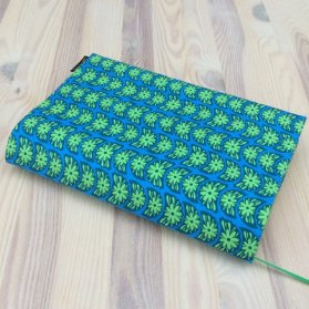 Obal na knihu Zelené květy na modré, L1083