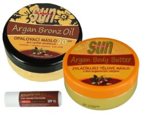 Arganová kosmetiká sada SUN (opal. máslo, balzám na rty, máslo po opal.)