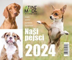 Kalendář 2024 Naši pejsci, stolní, týdenní, 150 X 130 mm