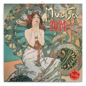 Poznámkový kalendář Alfons Mucha 2024, 30 x 30 cm