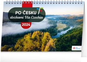 Stolní kalendář Po Česku stezkami Via Czechia 2024, 23,1 × 14,5 cm