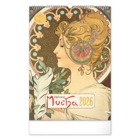 Nástěnný kalendář Alfons Mucha 2026, 33 x 46 cm