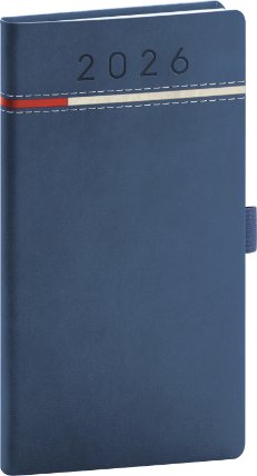 Kapesní diář Tomy 2026, modro-červený, 9 x 15,5 cm