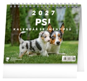 NOTIQUE Stolní kalendář Psi – se jmény psů 2027, 16,5 x 13 cm