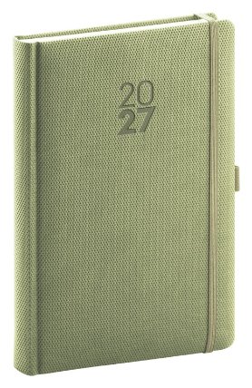 NOTIQUE Denní diář Diamante 2027, olivový, 15 x 21 cm