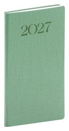 NOTIQUE Kapesní diář Biella 2027, zelený, 9 x 15,5 cm