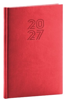 NOTIQUE Týdenní diář Aprint 2027, červený, 15 x 21 cm