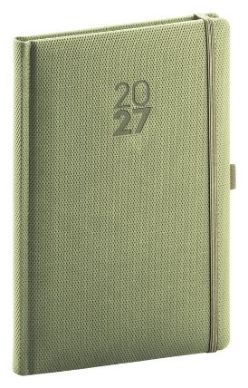 NOTIQUE Týdenní diář Diamante 2027, olivový, 15 x 21 cm
