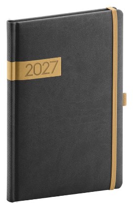 NOTIQUE Týdenní diář Twill 2027, černo-zlatý, 15 x 21 cm
