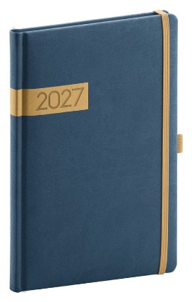 NOTIQUE Týdenní diář Twill 2027, modro-zlatý, 15 x 21 cm