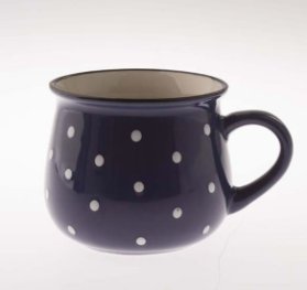 Hrnek keramický s puntíky - modrý 770 ml