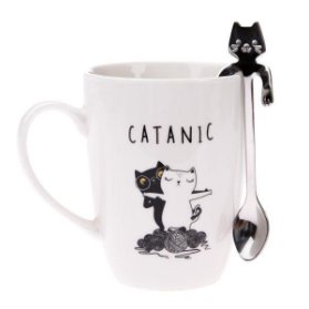 Porcelánový hrnek s kovovou lžičkou v krabičce, 320ml