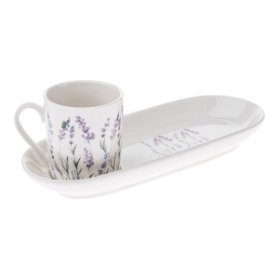 Porcelánový Espresso hrnek 90ml s podtáckem - Levandule